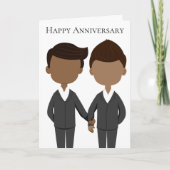 アフリカ系アメリカ人カップルゲイメンズハッピーアニバーズ カード (正面)