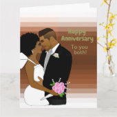 アフリカ系アメリカ人カップル記念日カード カード (黄色い花)