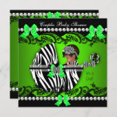 アフリカ系アメリカ人カップル赤ちゃんシャワーガールゼブラ 招待状 (正面/裏面)