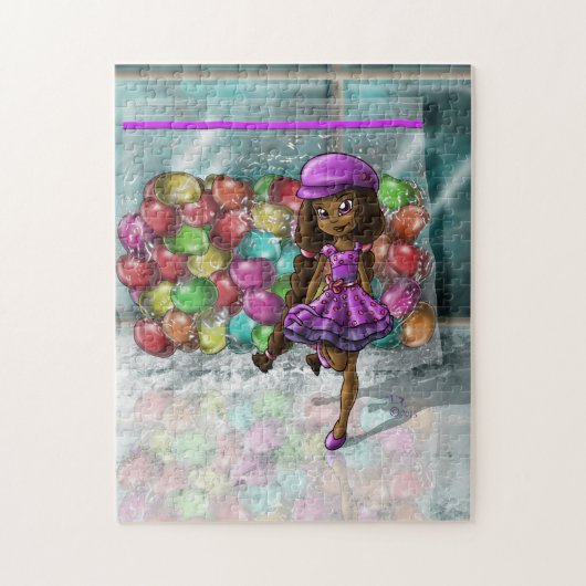 アフリカ系アメリカ人ガールとクラゲ ジグソーパズル (縦)