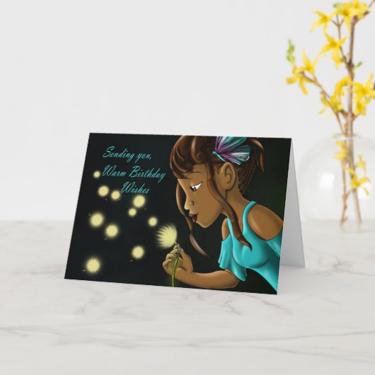 アフリカ系アメリカ人ガールとタンデロン カード (黄色い花)