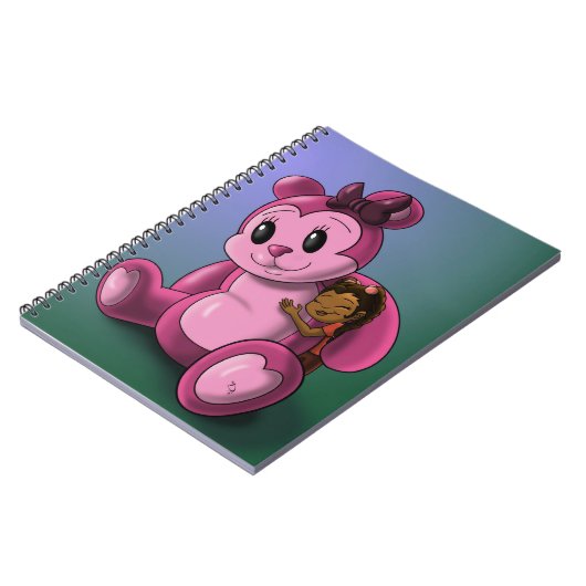 アフリカ系アメリカ人ガールとピンクテディベア ノートブック (左側)