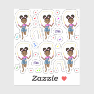 アフリカ系アメリカ人ガールジャンプロープ シール