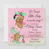 アフリカ系アメリカ人ガールスイカ赤ちゃんシャワー 招待状 (正面)