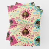 アフリカ系アメリカ人ガールズイエロー背景 ラッピングペーパーシート (インサイチュ)