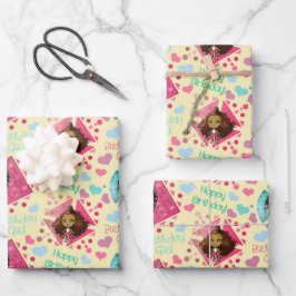 アフリカ系アメリカ人ガールズイエロー背景 ラッピングペーパーシート