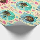 アフリカ系アメリカ人ガールズハート誕生日 ラッピングペーパー (角)