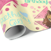 アフリカ系アメリカ人ガールズハート誕生日 ラッピングペーパー (ロールコーナー)