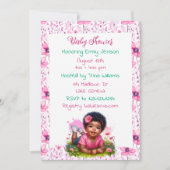 アフリカ系アメリカ人ガールズフローラ赤ちゃんシャワー 招待状 (正面)