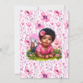 アフリカ系アメリカ人ガールズフローラ赤ちゃんシャワー 招待状 (裏面)