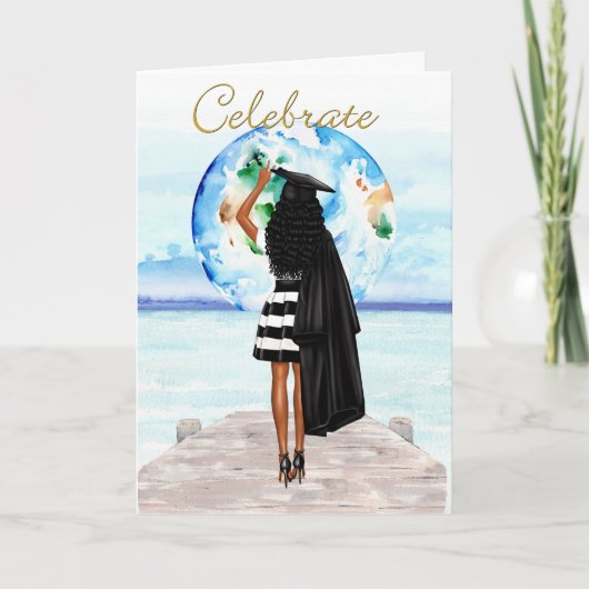 アフリカ系アメリカ人ガールズ卒業カード カード (正面)