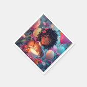 アフリカ系アメリカ人ガールズ・バースデーパーティー スタンダードカクテルナプキン (角)