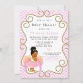アフリカ系アメリカ人ガールバレリーナ赤ちゃんシャワー 招待状 (正面)