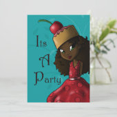 アフリカ系アメリカ人ガールバースデーパーティー 招待状 (スタンド正面)