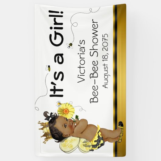 アフリカ系アメリカ人ガールビー赤ちゃんシャワー 横断幕 (縦)