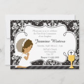 アフリカ系アメリカ人ガールファースト・コミュニオンダマスク 招待状 (正面)