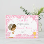 アフリカ系アメリカ人ガールファースト・コミュニオン「ありがとう」 サンキューカード (スタンド正面)