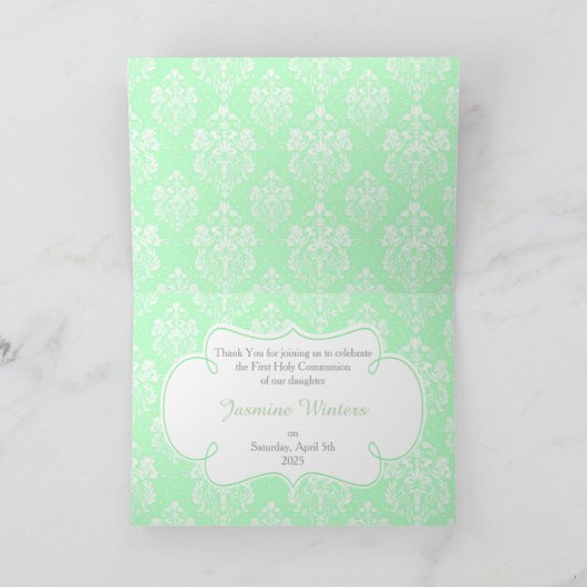 アフリカ系アメリカ人ガールファースト・コミュニオン「ありがとう」 サンキューカード (内部)