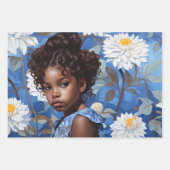 アフリカ系アメリカ人ガールフローラ植物分離 ラッピングペーパーシート (正面3)