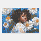 アフリカ系アメリカ人ガールフローラ植物分離 ラッピングペーパーシート (正面2)