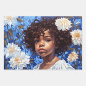 アフリカ系アメリカ人ガールフローラ植物分離 ラッピングペーパーシート (正面)