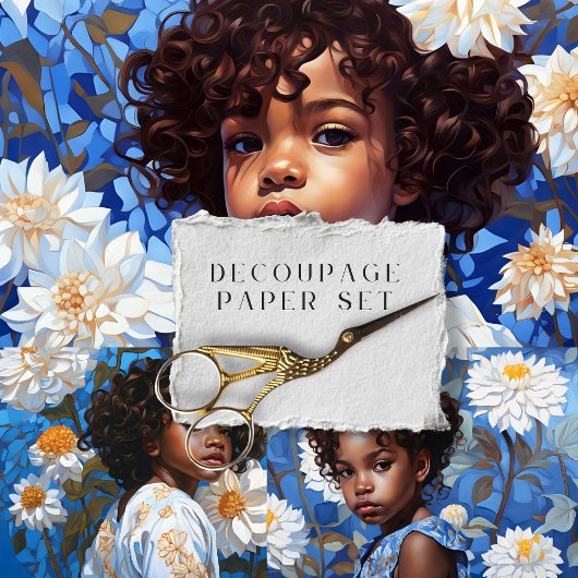 アフリカ系アメリカ人ガールフローラ植物分離 ラッピングペーパーシート