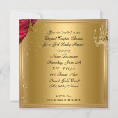 アフリカ系アメリカ人ガールベビーシャワーレッド金ゴールド 招待状 (裏面)