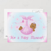 アフリカ系アメリカ人ガールベビーシャワー インビテーションポストカード (正面/裏面)