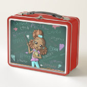 アフリカ系アメリカ人ガールライトブラウン メタルランチボックス (正面)