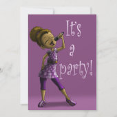 アフリカ系アメリカ人ガール歌唱バースデーパーティー 招待状 (正面)