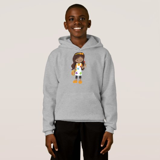 アフリカ系アメリカ人ガール絵画、画家、ブラシ (正面フル)