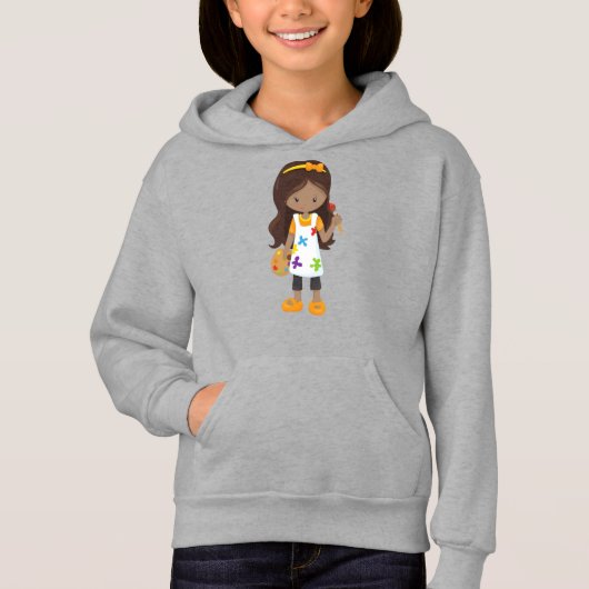 アフリカ系アメリカ人ガール絵画、画家、ブラシ (正面)