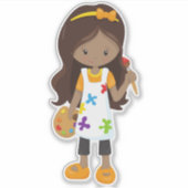 アフリカ系アメリカ人ガール絵画、画家、ブラシ シール (正面)