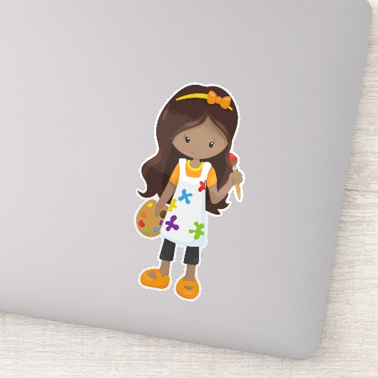 アフリカ系アメリカ人ガール絵画、画家、ブラシ シール (詳細)