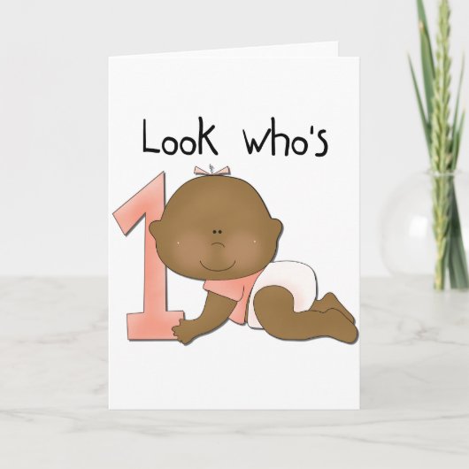 アフリカ系アメリカ人ガール1st誕生日Tシャツ カード (正面)
