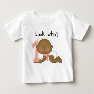 アフリカ系アメリカ人ガール1st誕生日Tシャツ ベビーTシャツ