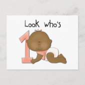 アフリカ系アメリカ人ガール1st誕生日Tシャツ ポストカード (正面)