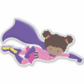 アフリカ系アメリカ人ガール、ケープスーパーヒーローガール シール (正面)