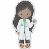 アフリカ系アメリカ人ガール，医師，ナース，聴診器 シール (正面)