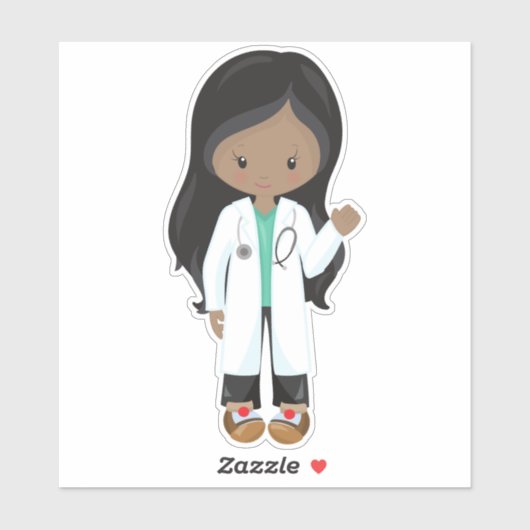 アフリカ系アメリカ人ガール，医師，ナース，聴診器 シール (シート)