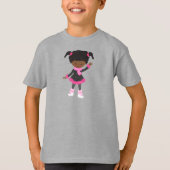 アフリカ系アメリカ人ガール、氷スケートで滑るガール、かわいいガール Tシャツ (正面)