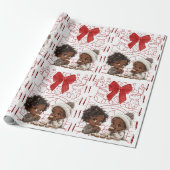 アフリカ系アメリカ人キッズとクッキーのクリスマス ラッピングペーパー (アンロールド)