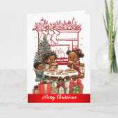 アフリカ系アメリカ人キッズクリスマスカード カード (正面)