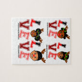 アフリカ系アメリカ人キッズクリスマスファミリートナカイ ジグソーパズル (横)