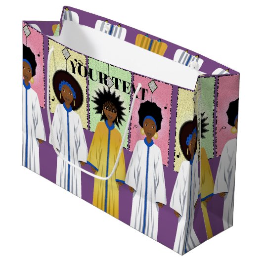 アフリカ系アメリカ人キャロラーズシンガークリスマスコーラス ラージペーパーバッグ (正面アングル)