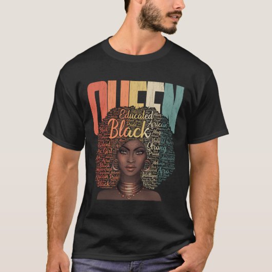 アフリカ系アメリカ人クイーンヴィンテージが強いブラを教育 Tシャツ (正面)