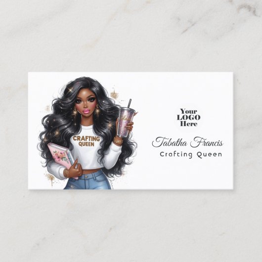 アフリカ系アメリカ人クラフトクイーンエンパワーメントデザイン 名刺 (正面)