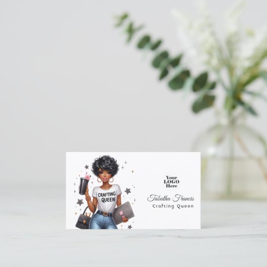 アフリカ系アメリカ人クラフトクイーンエンパワーメントデザイン 名刺 (スタンド正面)