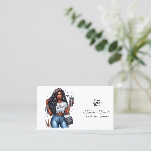 アフリカ系アメリカ人クラフトクイーンエンパワーメントデザイン 名刺 (スタンド正面)