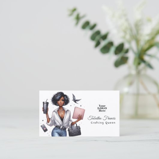 アフリカ系アメリカ人クラフトクイーン感動的 名刺 (スタンド正面)